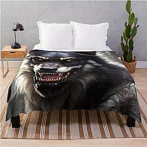Ferocious Werewolf of Haunted Forest Throw Blanket