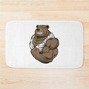 Ferocious bear, muscle, arm bear Bath Mat
