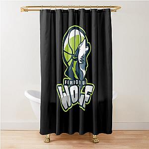 Ferocious Wolf Shower Curtain with Basketball Design