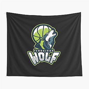 Ferocious Wolf with Basketball Tapestry