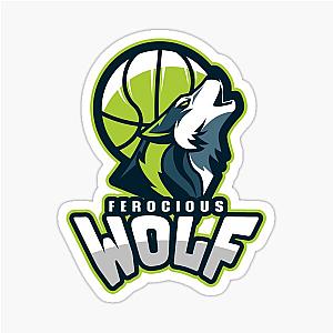 Ferocious Wolf with a Basketball Sticker