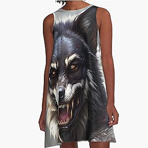 Ferocious Werewolf of Haunted Forest A Line Dress