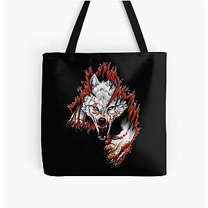 Ferocious Wolf All Over Print Tote Bag