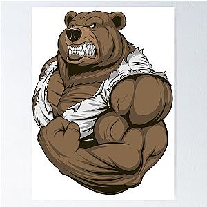Ferocious bear athlete, muscle arm bear Poster