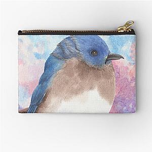 Blue Flappy Bird Watercolor Zipper Pouch