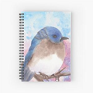 Blue Flappy Bird Watercolor Spiral Notebook