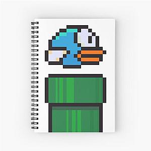 Cute Blue Flappy Bird and Green Pipe Spiral Notebook