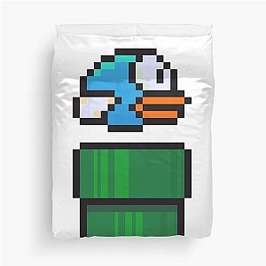 Cute Blue Flappy Bird and Green Pipe Duvet Cover