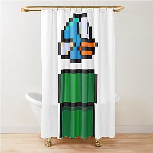 Cute Blue Flappy Bird and Green Pipe Shower Curtain