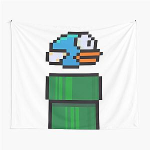 Cute Blue Flappy Bird and Green Pipe Tapestry