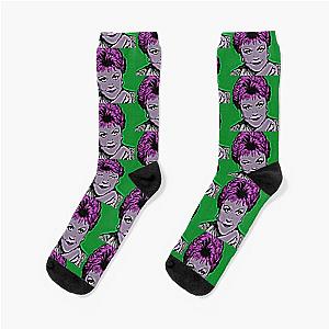 Jessica Fletcher in Pop Art Style Lithography (Green Background) Socks