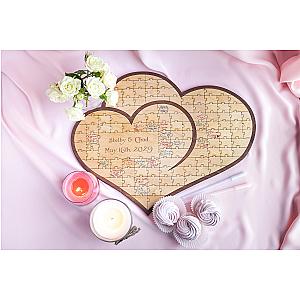 Wedding Puzzle Shop - Wedding Guest Book Note Custom Double Heart Puzzle [12126] [ID12126]