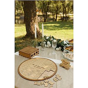 Wedding Puzzle Shop - Wedding Guest Book Note Custom Round Puzzle [12124] [ID12124]