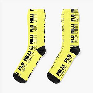of Rap Girl Flo Milli Shit Design Yellow Socks