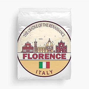 Florence Italy City Skyline Emblem Duvet Cover