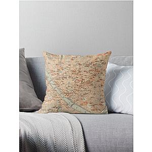 Vintage Map of Florence Italy (1895) Throw Pillow