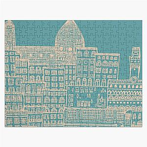 Line Drawing of Florence in Blue Jigsaw Puzzle
