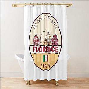 Florence Italy City Skyline Emblem Shower Curtain