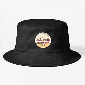 Florence Italy City Skyline Emblem Bucket Hat