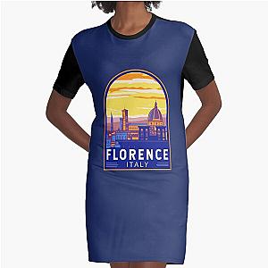 Florence Italy Travel Art Emblem Graphic T-Shirt Dress