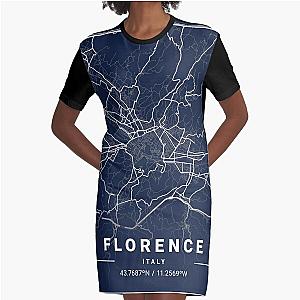 City Map of Florence Italy Graphic T-Shirt Dress