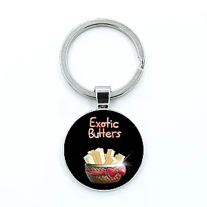 Fnaf Exotic Butters Lolbit William Afton Hate Club Keychain Glass Cabochon KeyRing Bag Car Key Chain Ring Holder Charms Jewelry