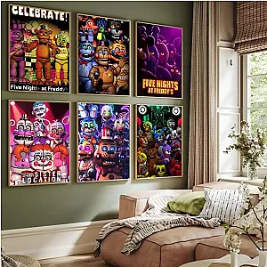 Fnaf Five-nights-At-Freddys Good Quality Prints and Posters Vintage Room Home Bar Cafe Decor Aesthetic Art Wall Painting