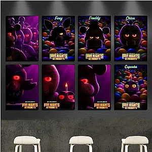 Five Nights FNAF Freddy's Movie Poster Gallery Prints Wall Decals Home Decor Decoration Self Adhesive Living Room Sticker