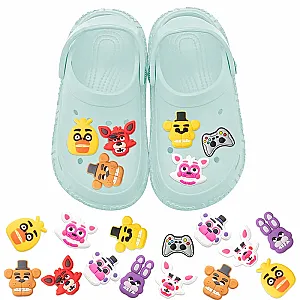 20Pcs FNAF Shoe Charm Video Game Clogs Decoration Wristband Toddlers Cartoon Slip on Freddy Bracelet Party Supplies for Children