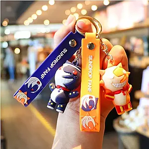 Hot Sundrop fnaf Keychain Flip Sun Moon Clown Poppy Playtime Key Ring Huggy Wuggy Security Vulnerability BOSS Bag key chain Gift