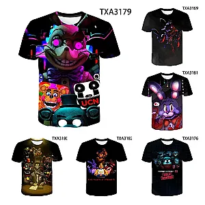 FNAF 3D Cartoon Video Game Freddy Bear Bonny Print T-shirts