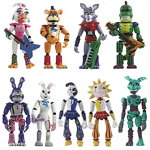 9Pcs/Set Five Night At Freddy's FNAF Sundrop Cute Bonnie Bear Foxy Action Figure Model Toys