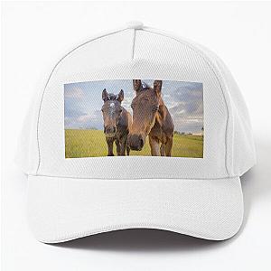 Two curious foals, baby horses, filly and colt Baseball Cap