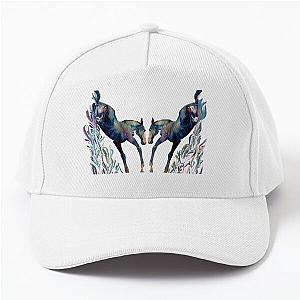 Two foals bucking symmetrical watercolour Baseball Cap