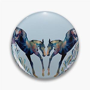 Two foals bucking symmetrical watercolour painting