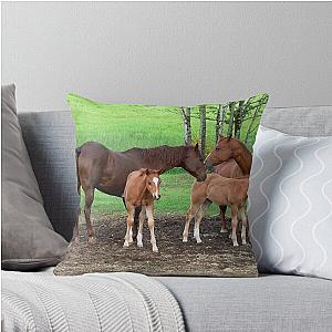Mothers and Foal Throw Pillow