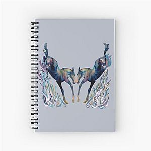 Two foals bucking symmetrical watercolour  Spiral Notebook