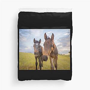 two curious foals, baby horses, colt & filly Duvet Cover