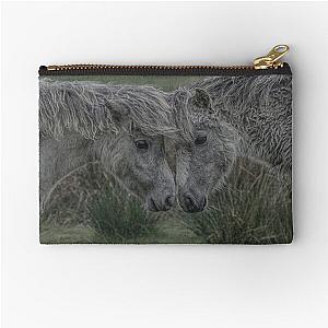 Two wild foals with their heads together Zipper Pouch