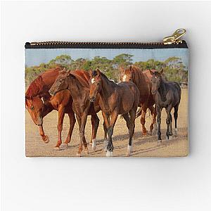 Mares and foals stepping out  Zipper Pouch