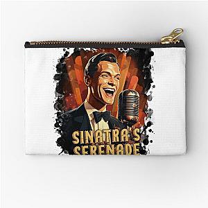 A vintage microphone with a portrait of Frank Sinatra.  Zipper Pouch