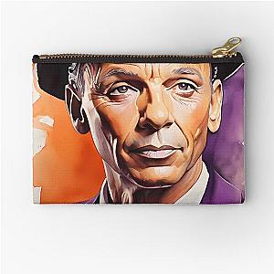 frank sinatra orange purple watercolor portrait Zipper Pouch