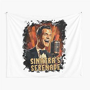 A vintage microphone with a portrait of Frank Sinatra.  Tapestry