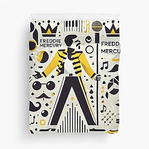 Freddie Mercury Iconography Pattern - Celebrating the Legend of Rock Duvet Cover