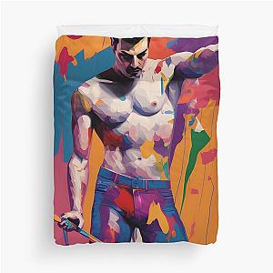 Shirtless Freddie Mercury Digital Oil Painting Duvet Cover