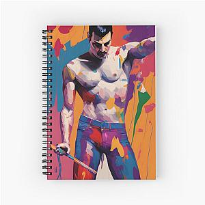 Shirtless Freddie Mercury Digital Oil Painting Spiral Notebook