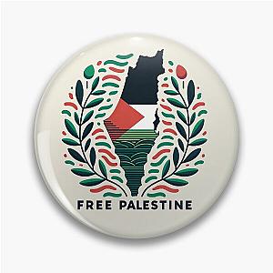 Free Palestine - Map & Olive Branches Pin