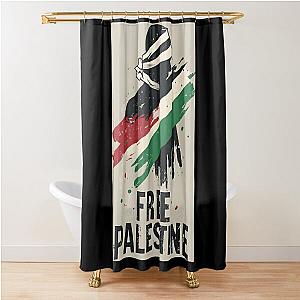 Free palestine - Free Gaza - Blindfolded Palestinian with Palestine Flag Shower Curtain