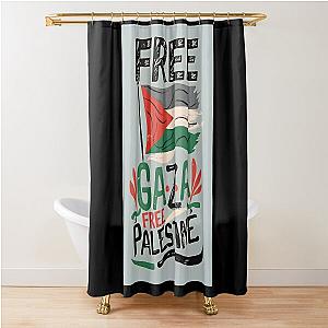 Free palestine - Free Gaza - Colorful Free Gaza Shower Curtain