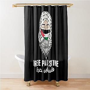 Free Palestine Gaza Palestinian Flag Stand With Falastin Tee T-Shirt Shower Curtain